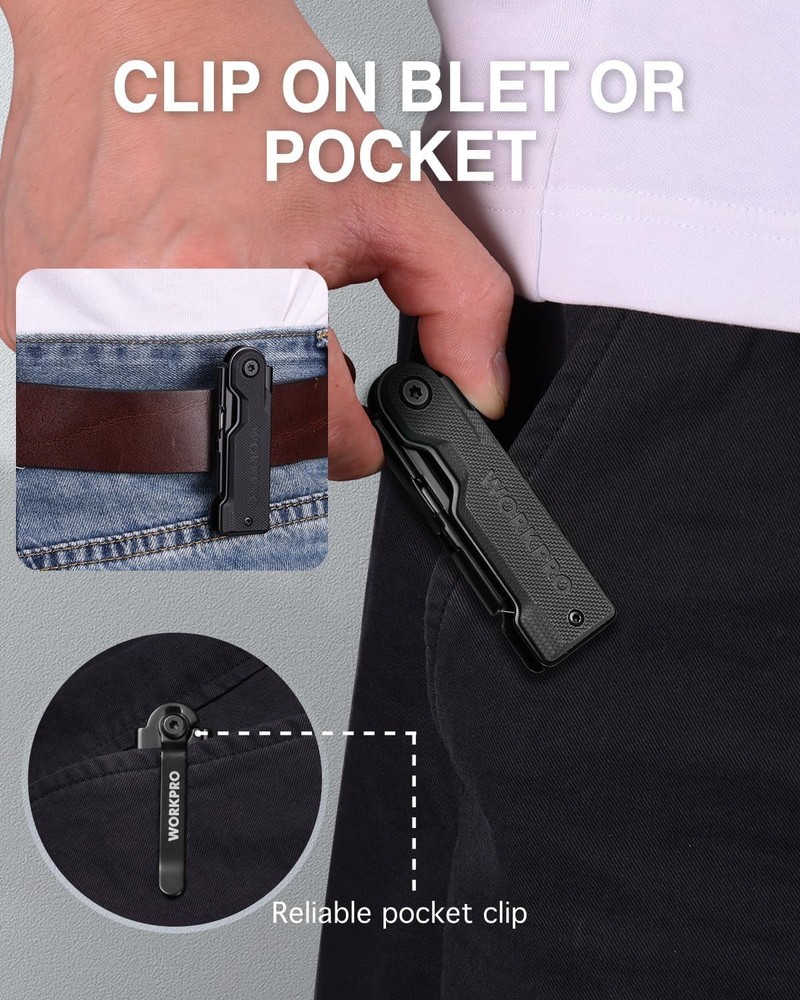 WORKPRO 3-Pack Folding Utility Knife Set, G10 Handle Box Cutter with 10 Extra SK