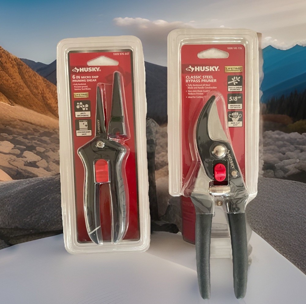 Husky 8" Bypass Pruner & 6" Micro Snips Pruning Shears 2 Pack