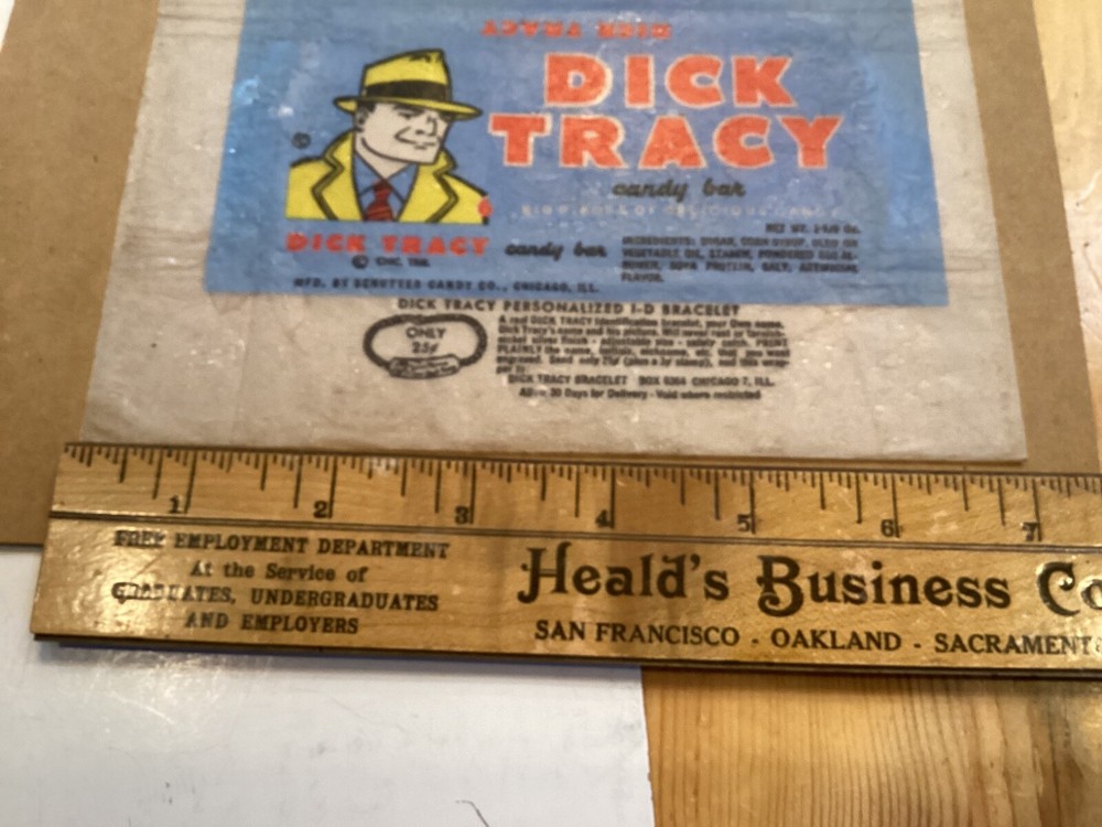 1950s Dick Tracy Candy Bar Wrapper Schutter Candy Co. Chicago