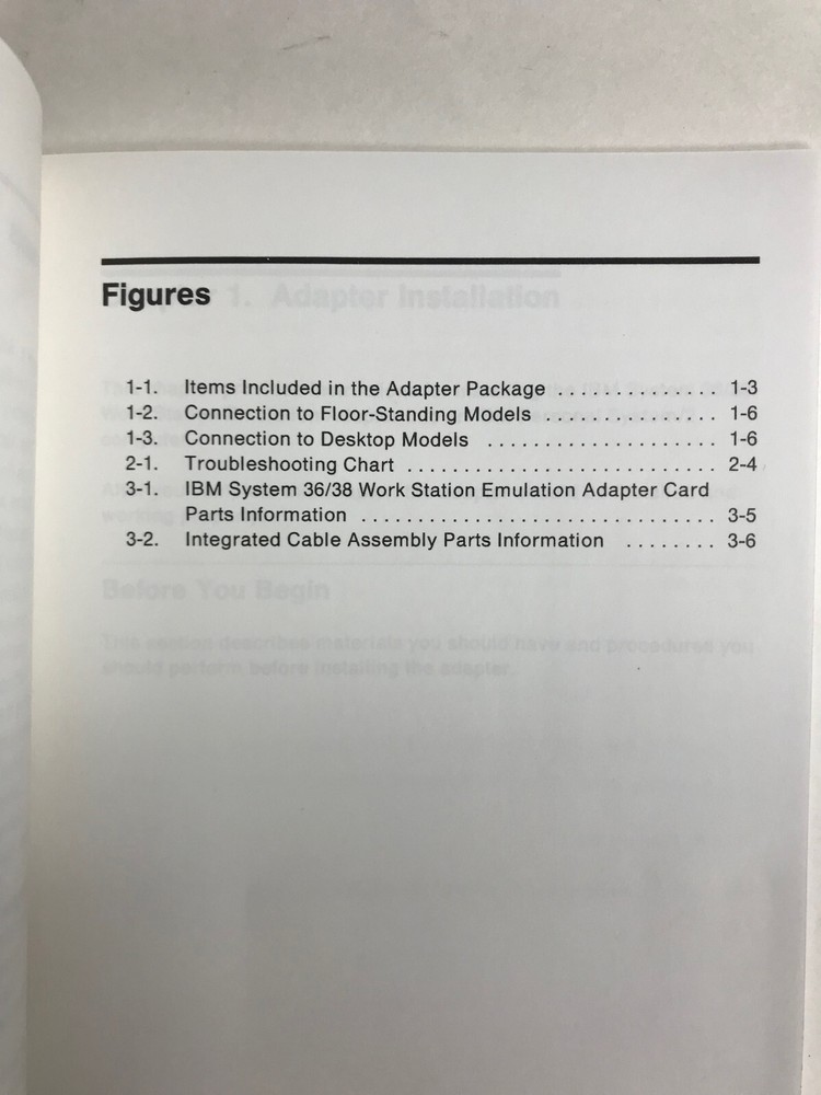 IBM SYSTEM 36/38 WORK STATION EMULATION ADAPTER QUICK REFERENCE 69X6285