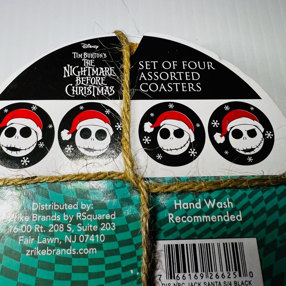 Nightmare Before Christmas Coasters Assorted Jack Skellington Faces Set Of 4