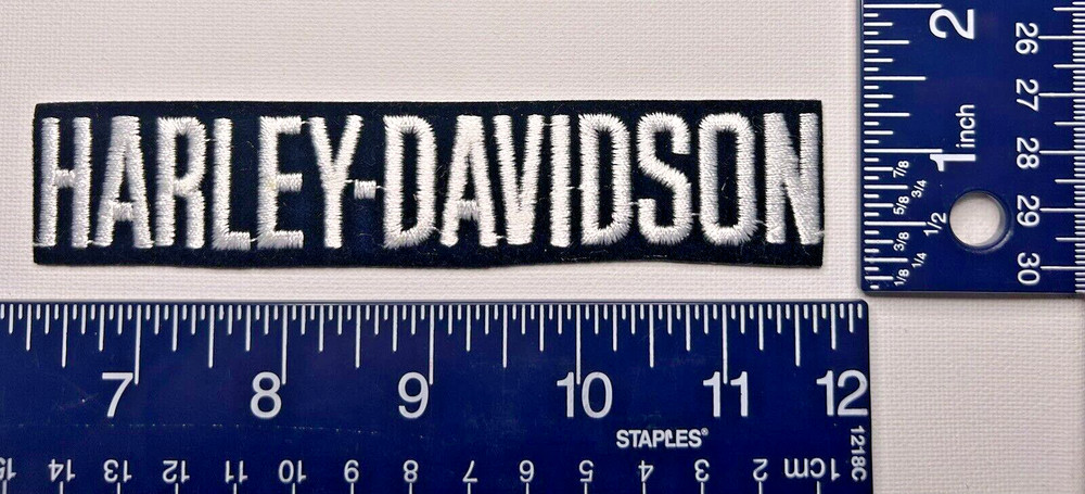 Authentic Vintage Harley-Davidson Black Back White Letter Emblem Patch Medium