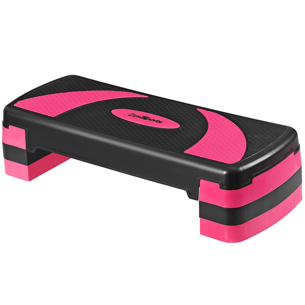 30" Aerobic Exercise Step Adjustable Aerobic Stepper Workout Step Platform Pink