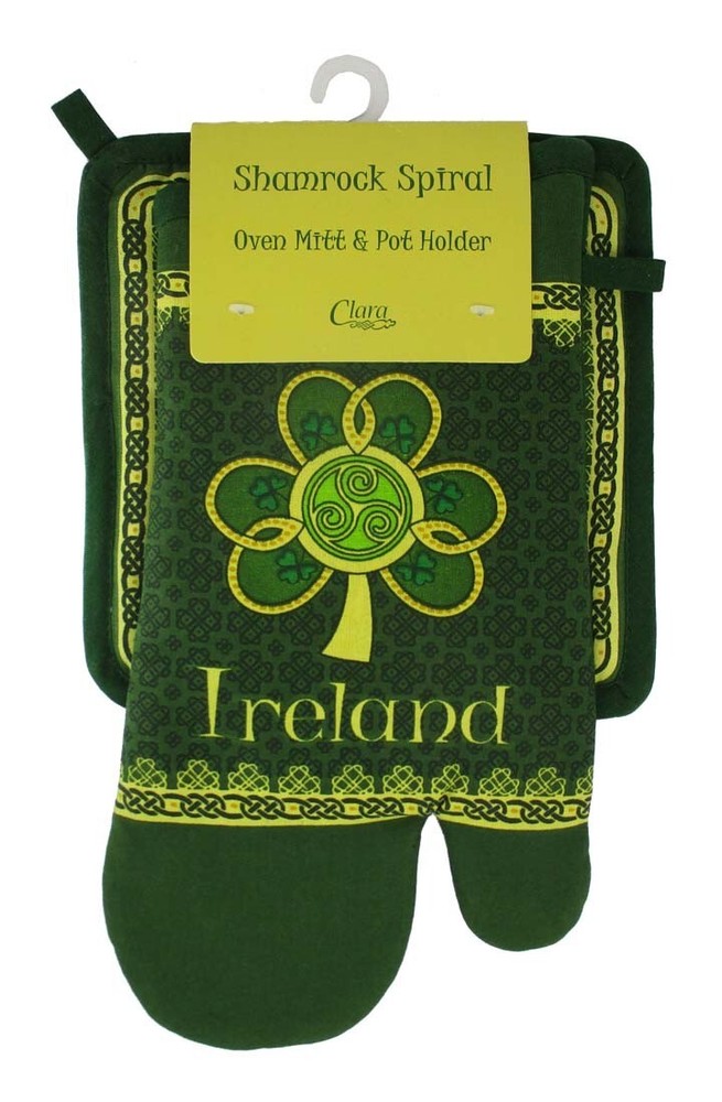 Shamrock Spiral Oven Mitt And Pot Holder