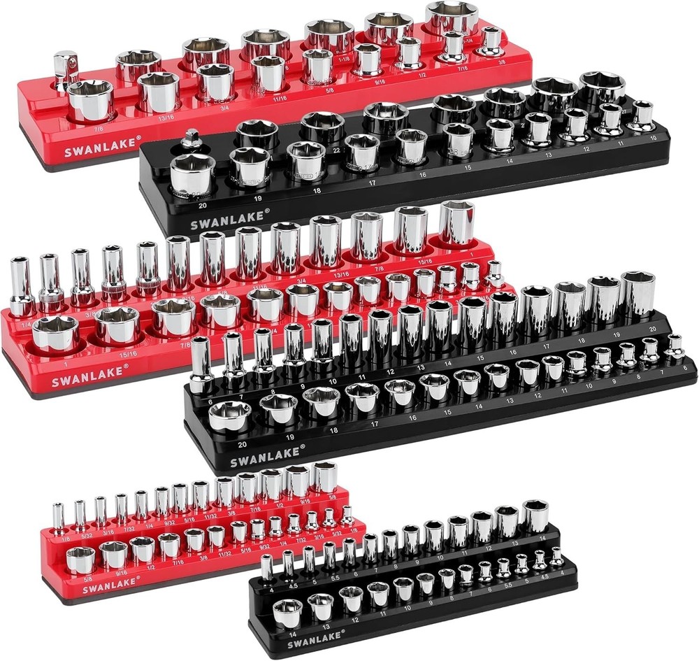 Easy Access Magnetic Socket Organizer with Clear Labels for Tool Management