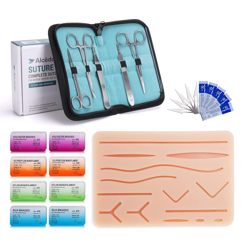 Suture Practice Kit for Medical Students | Complete Set (32 Pieces) Include Dura
