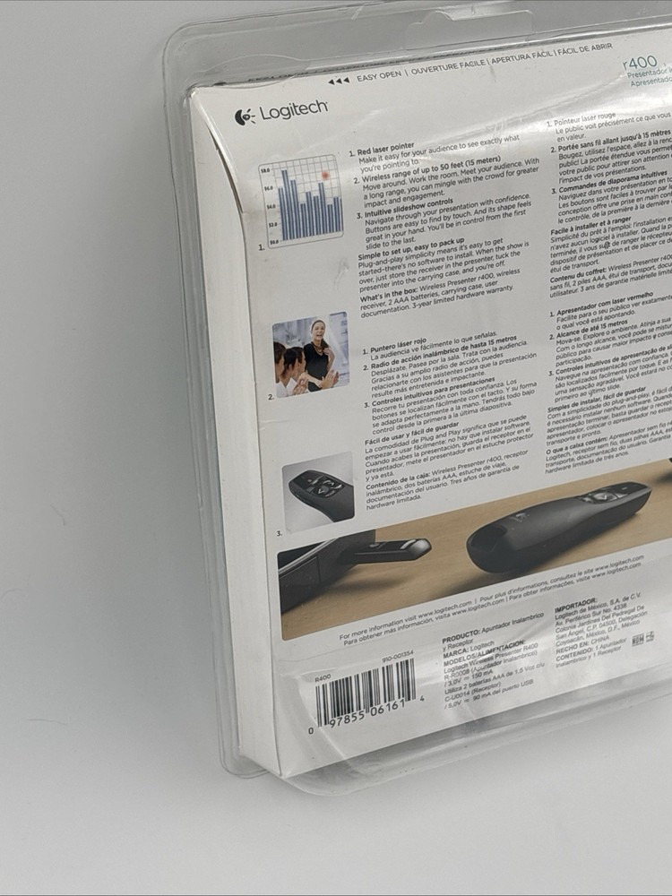 NEW SEALED Logitech R400 Wireless Presenter Red Laser Pointer Clicker Windows PC