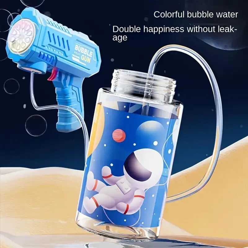 New Fully Automatic Space Bubble Machine Rocket 10 Hole Bubble Maker Toys PINK