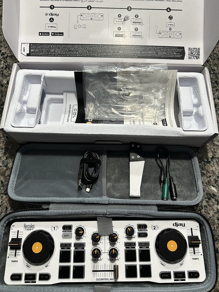 Hercules DJCONTROL MIX Double Deck Controller, 8 Pads, Yellow/Black/White