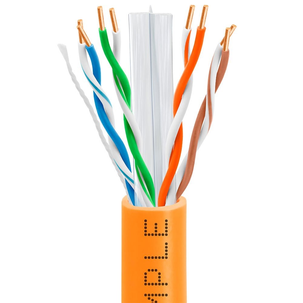 Cat6 Riser Ethernet Cable 1000ft CMR Solid 23AWG UTP 10Gb Pull Box Orange