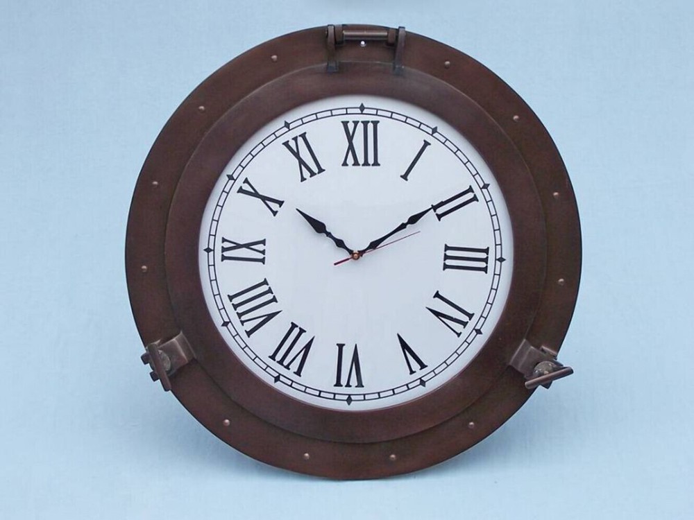 Bronzed Deluxe Class Porthole Clock 24"