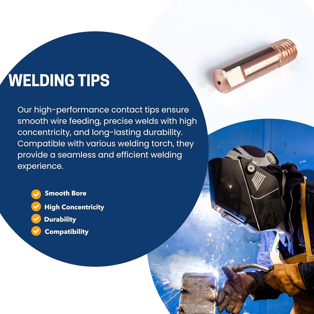 30-Pack .035” (0.9mm) Copper MIG Welding Contact Tips – Torch Replacement