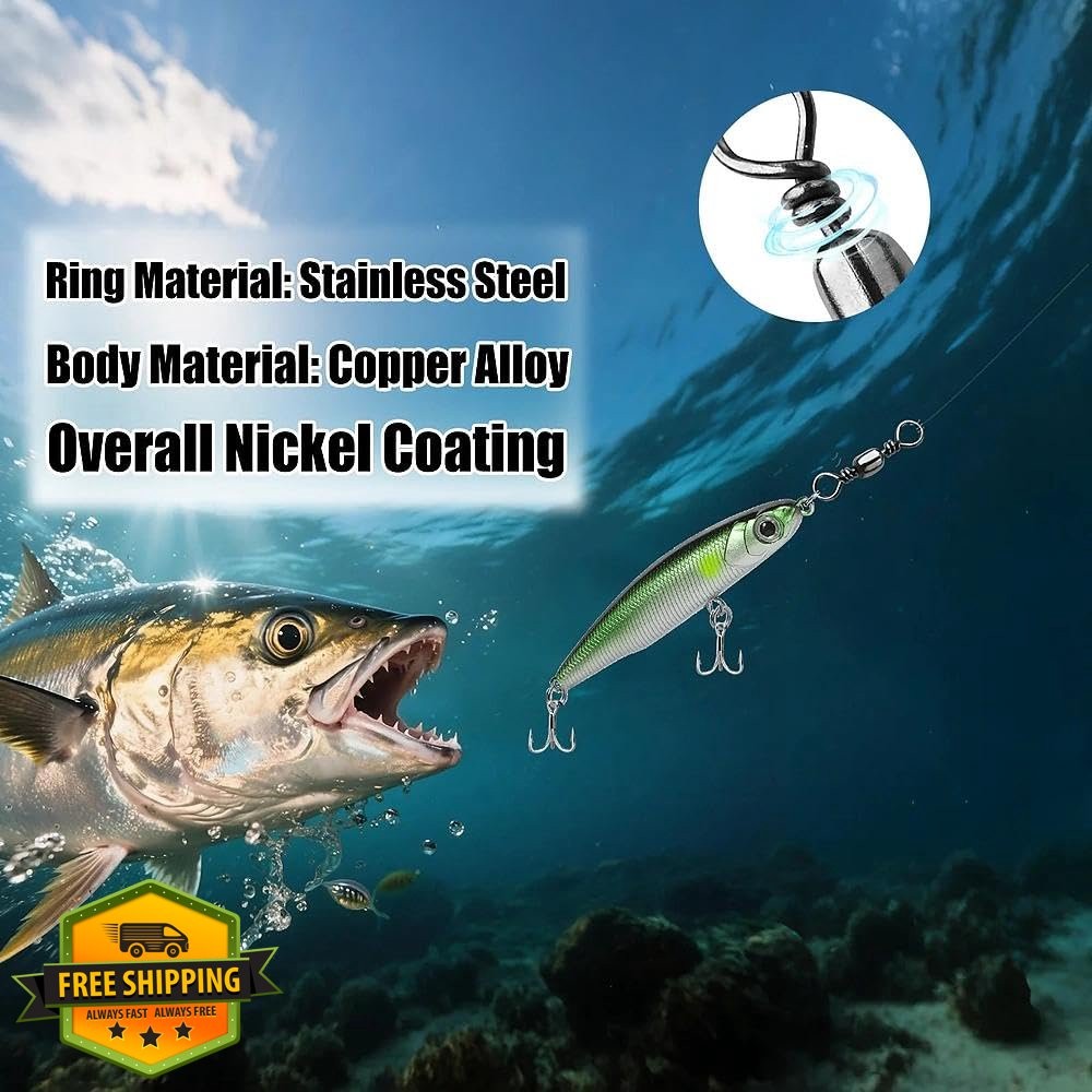 Natufish Barrel Swivels 50Pcs Solid Ring Rolling