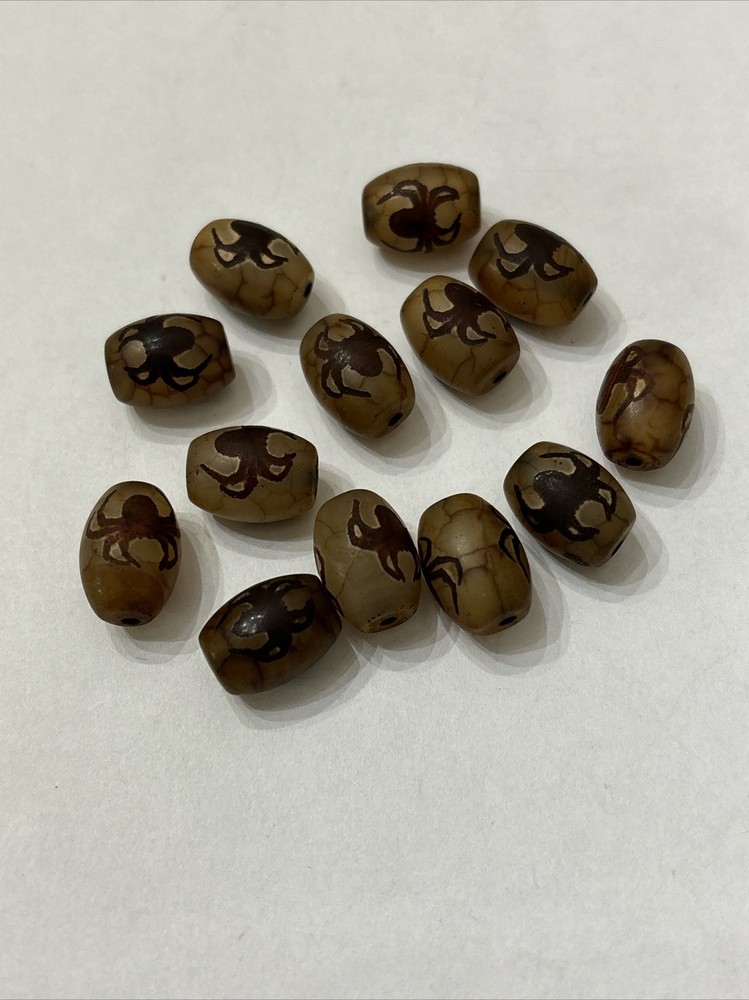 One (1) Each Small Tibetan Agate "Spider" Dzi Bead