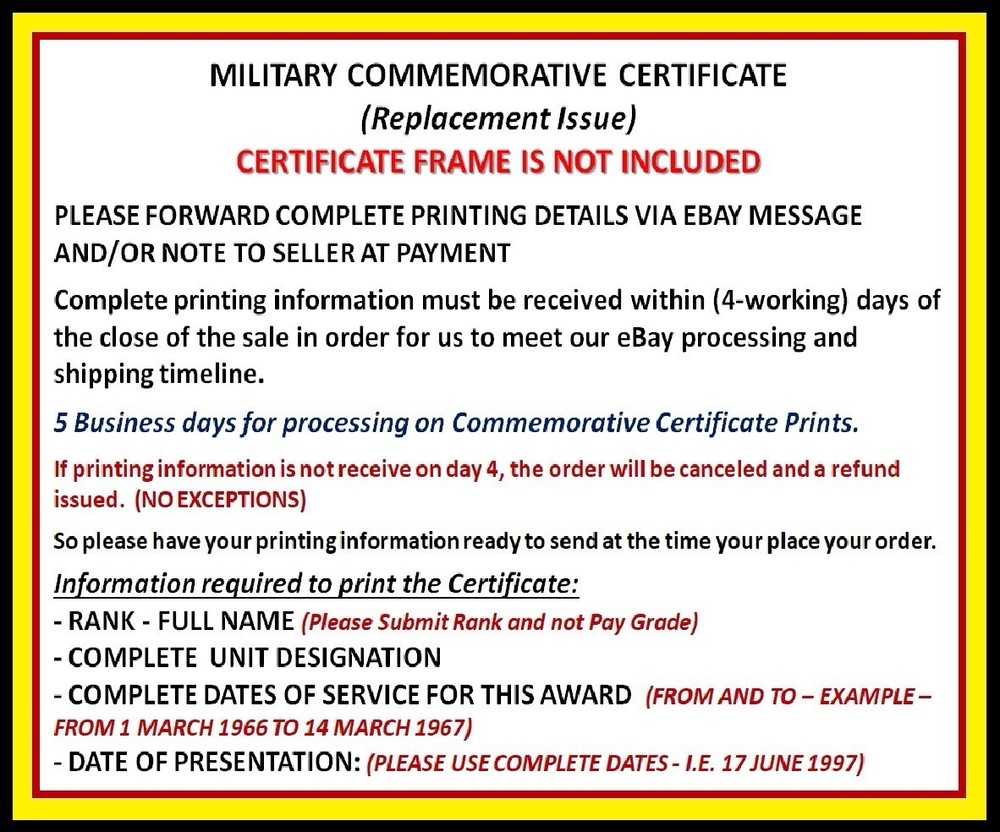 D.H.S. DISTINGUISHED SERVICE MEDAL COMMEMORATIVE CERTIFICATE ~ TYPE-2 w/PRINTING