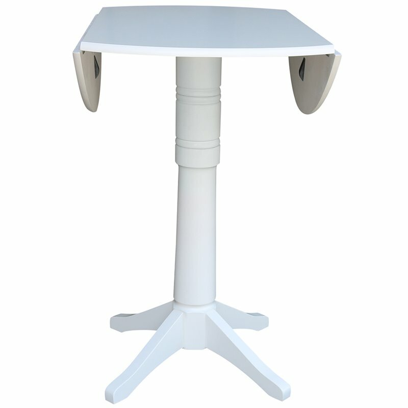 International Concepts Drop Leaf Bar Table in White