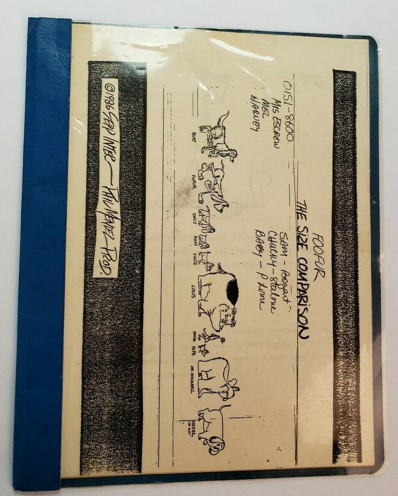 FOOFUR / 1986 TV Series SIZE-COMPARISON PACKET script: Harvey, Dolly & Burt