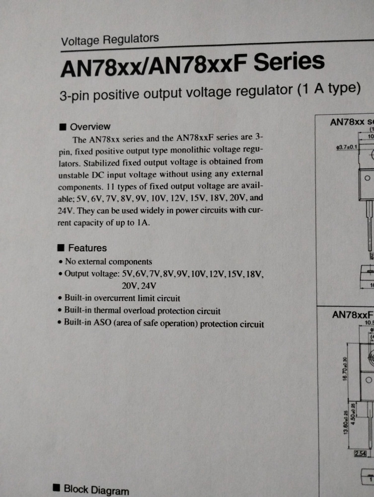 Panasonic AN78M06 + 6 Volt 1 Amp Voltage Regulator