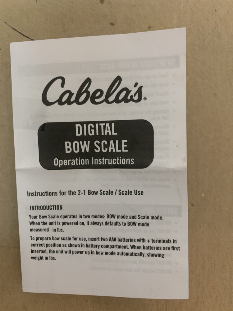 CABELA'S BOW HANGING SCALE DIGITAL LCD SCREEN 110LB MAX ARCHERY GAME