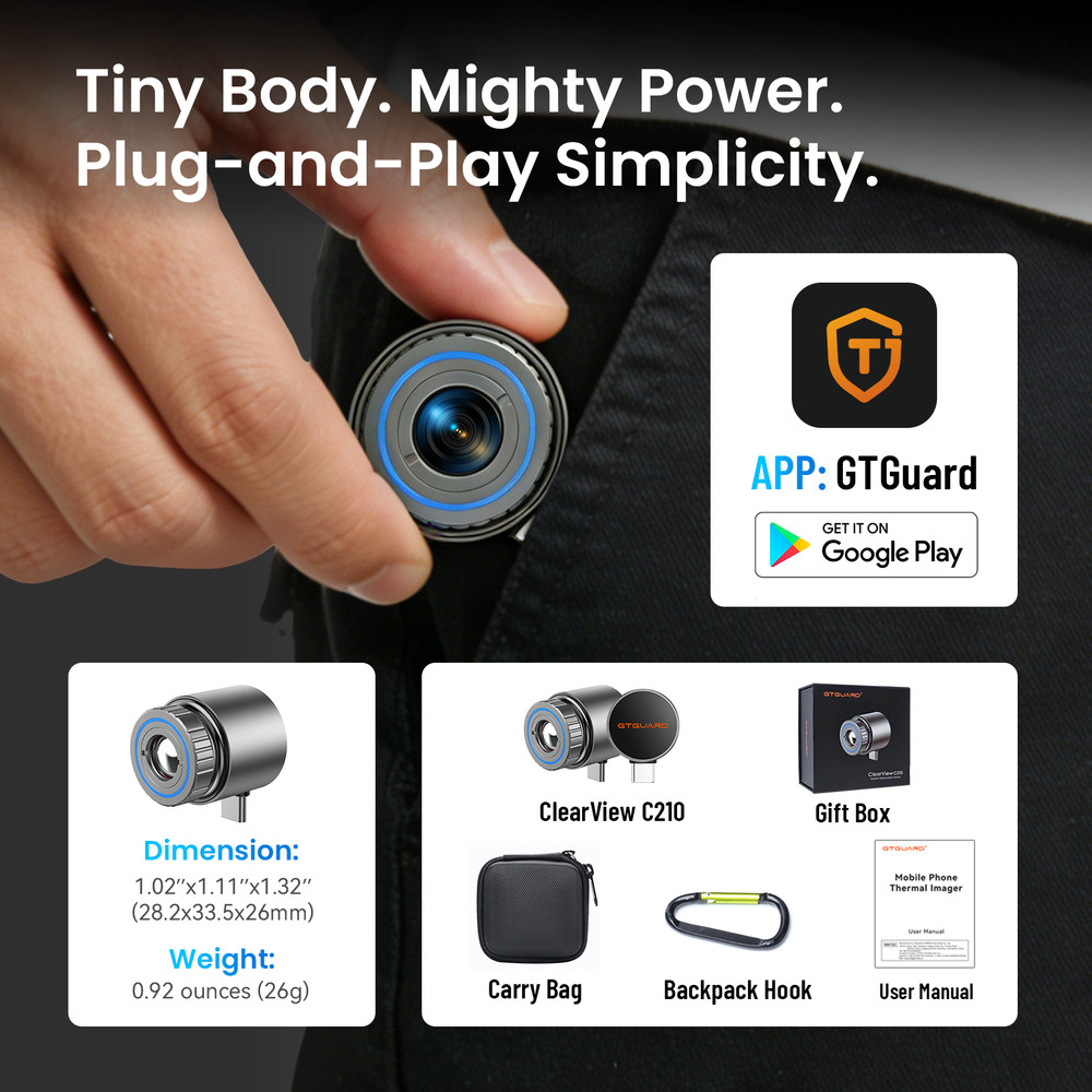 GTGUARD C210 512×384 Super Resolution Mobile Thermal Imager Camera for Android