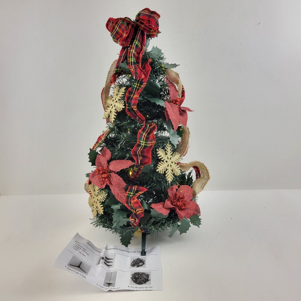 Barbara King 24" Illuminated Tabletop Pop-Up Tree Red