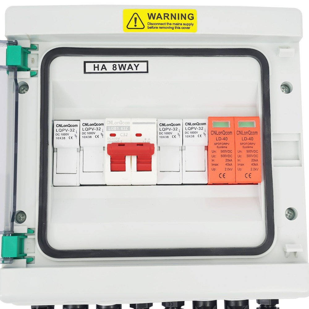 2 Strings Solar PV Combiner Box 32A Circuit Breaker For Solar Panel System DC