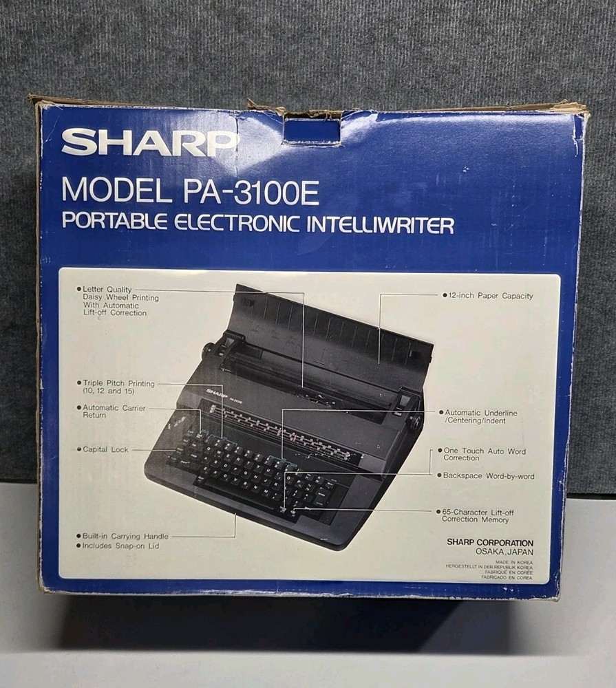 Sharp PA-3100E Portable Electronic Intelliwriter Typewriter w/ Box And Extras