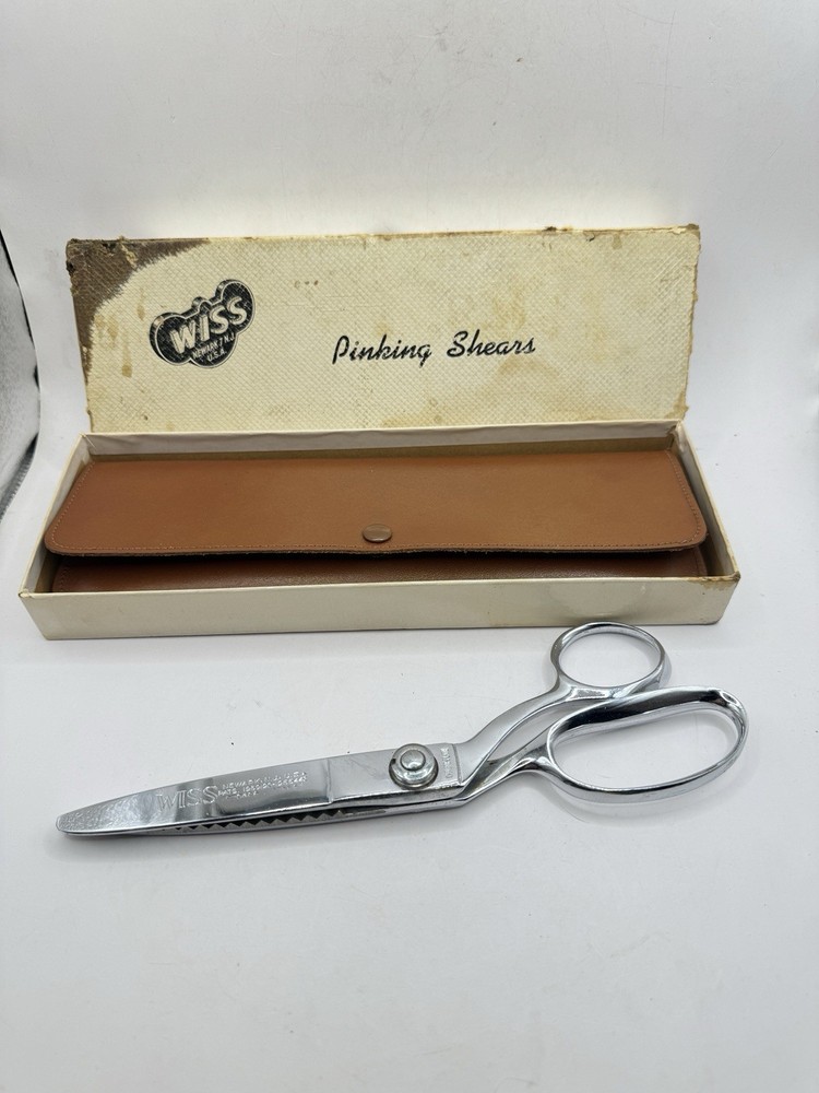 Vintage WISS PINKING SHEARS w/ Leather Case & Box