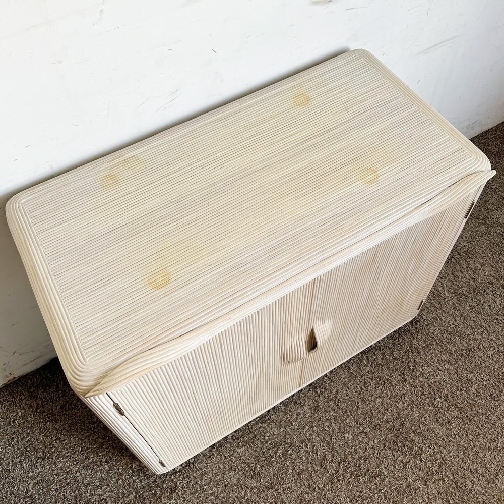 Boho Chic White Washed Ribbon Pencil Reed Cabinet/Sideboard