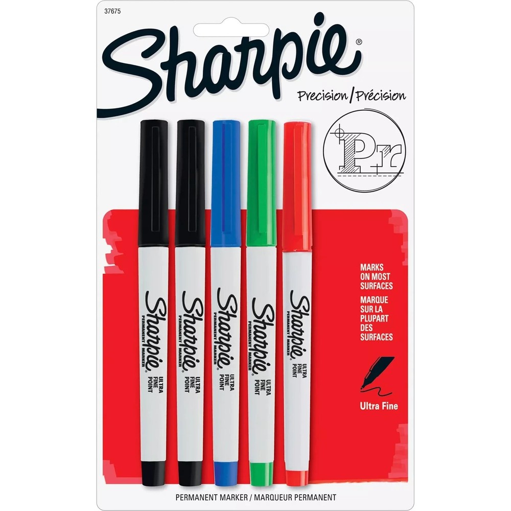 Sharpie Permanent Markers, Ultra Fine Point, Assorted Colors, 5 Count (2 Pack)