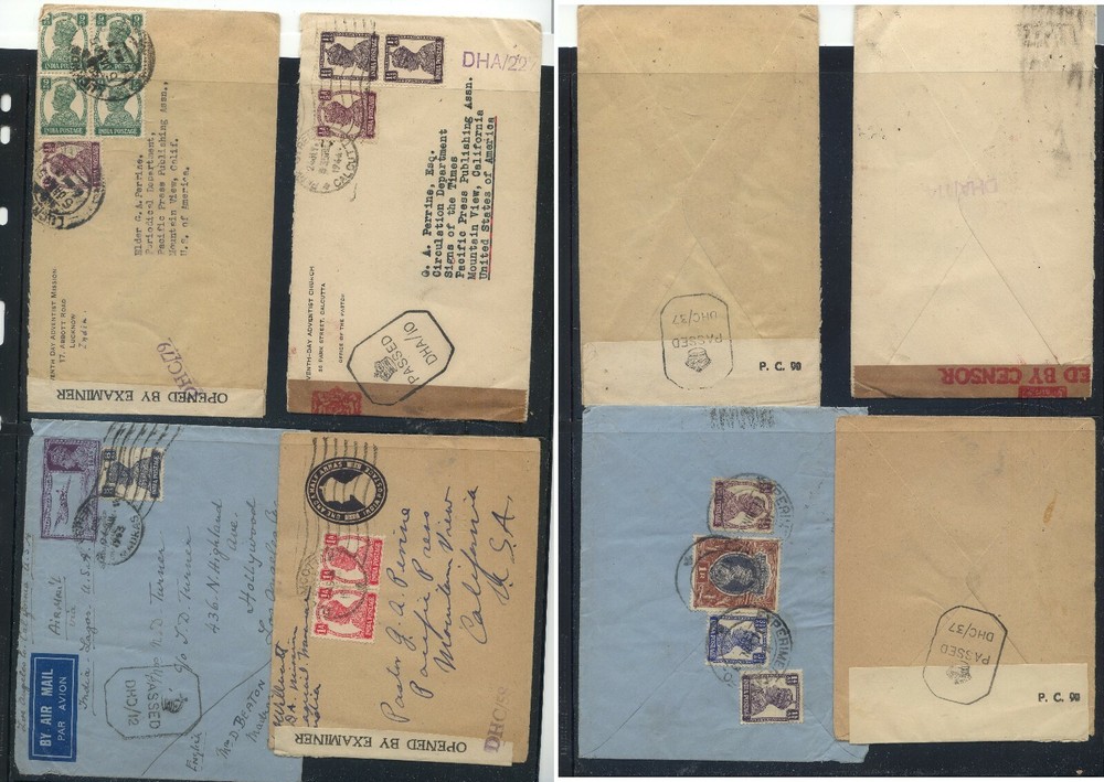India 4  censor  covers, one is air letter  sheet