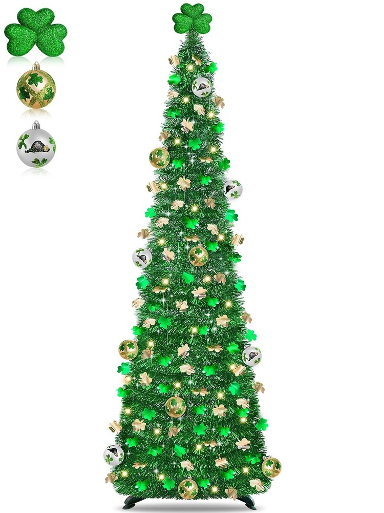 Timer & Shamrock - St Patricks Day Decorations, 5Ft Lighted St Patricks Day T...