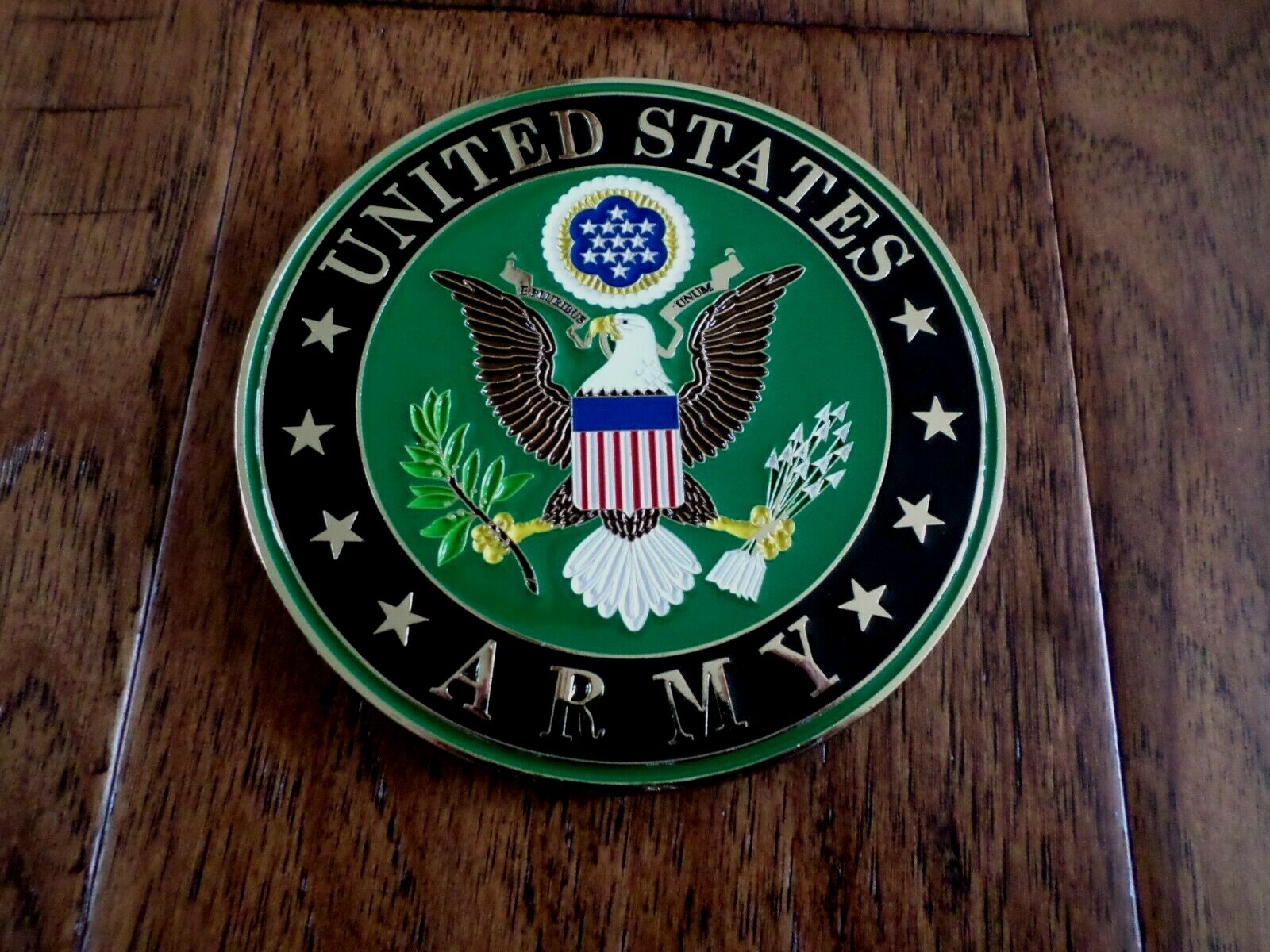 U.S ARMY METAL MEDALLION ENAMEL SHADOW BOX PRESENTATION EMBLEM PLAQUE 4" X 4"