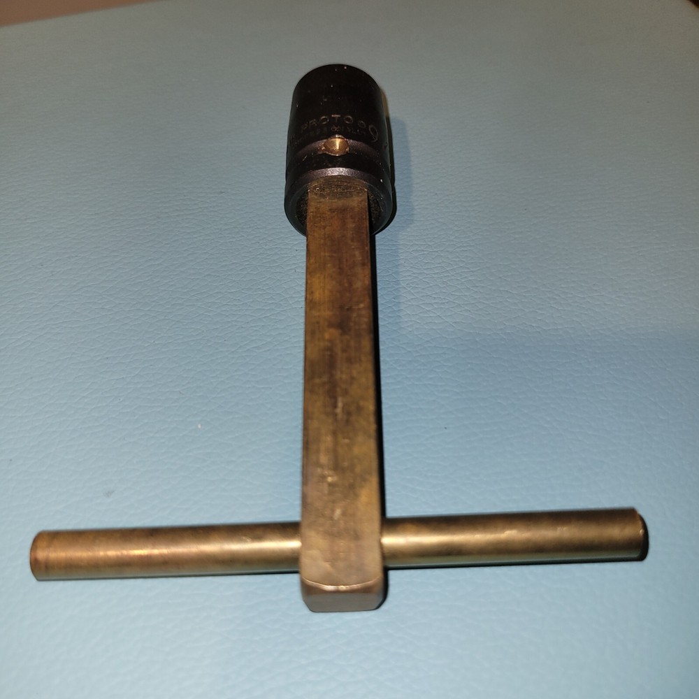 Vintage Profession Solid Brass T-Handle Socket Tool 9/16  number 7418 H.. Rare
