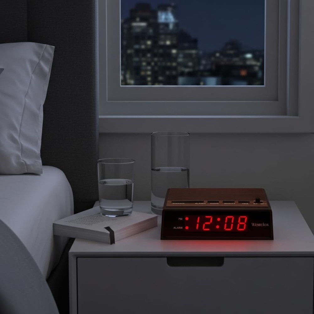 Wood Style LED Alarm Clock Night Table