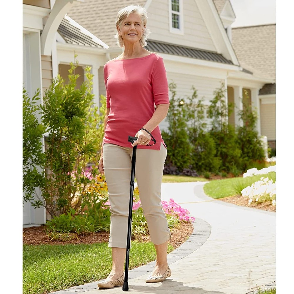 ProBasics Black Folding Cane For Men and Women, Adjustable Foldable