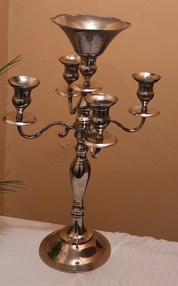 5 branch silverplated candelabra
