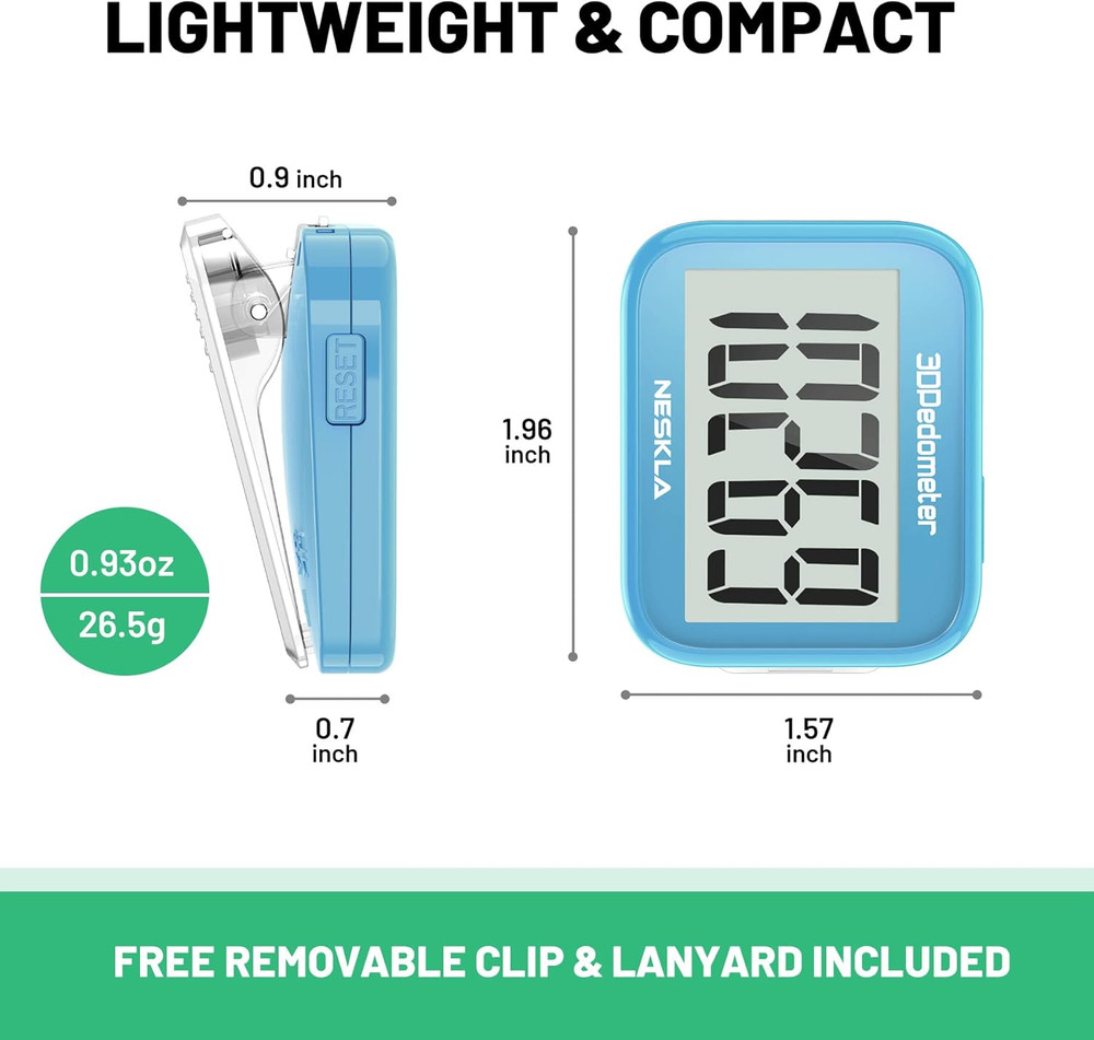 3D Pedometer for Walking, Simple Step Counter with Large Digital Display, Step T