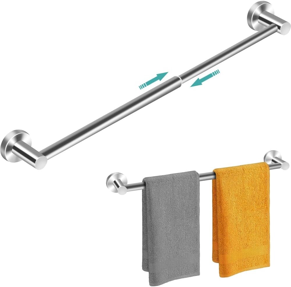 Adjustable Bathroom Towel Rack 13 to 24 Inch Wall Mounted Silver