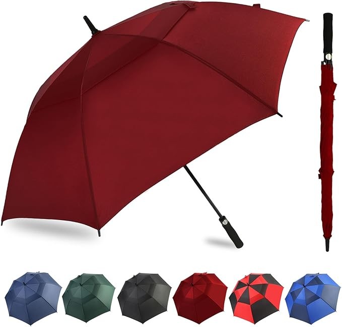 Automatic Open Golf Umbrella, 54/62/68/72 inch Extra Large Oversize Double Ca...