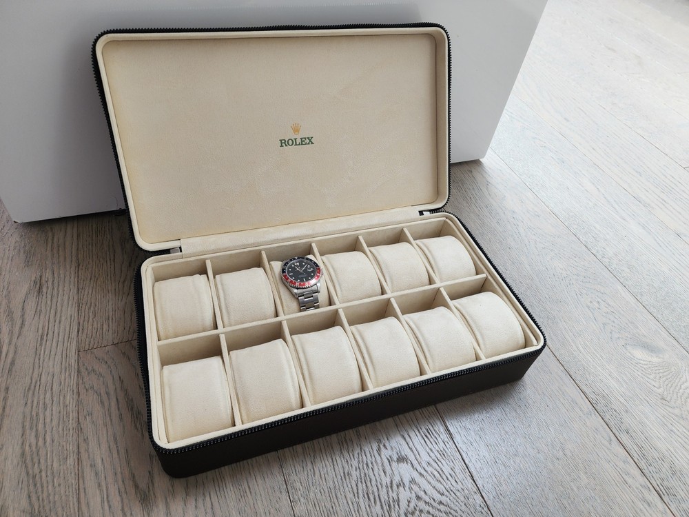 ROLEX BOX CASE HOLDER ORGANIZER STORAGE BROWN LEATHER