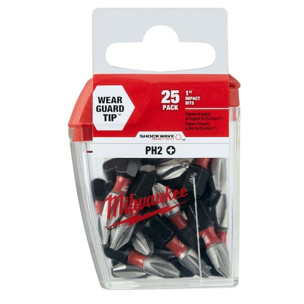 Milwaukee Tool 48-32-4604 No. 2 Phillips Shockwave 1" Insert Bit Contractor Pack
