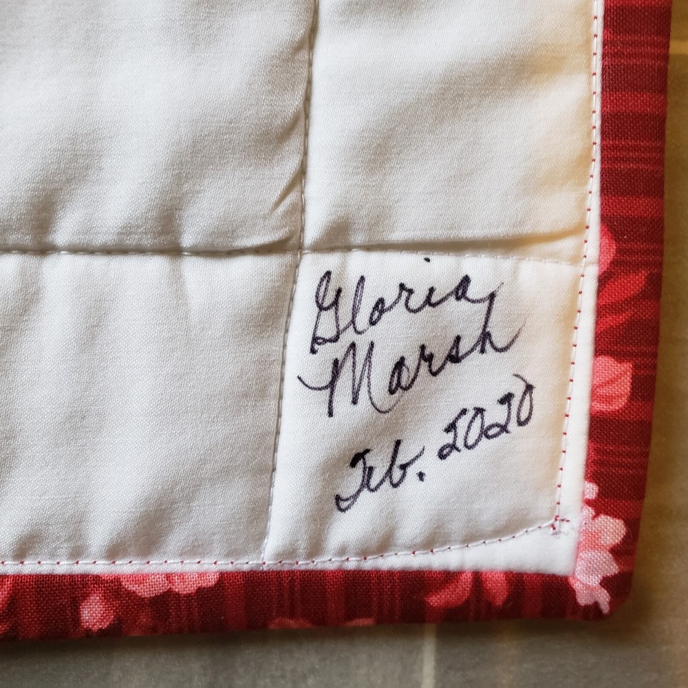 Quilted Table Runner Red White By Gloria