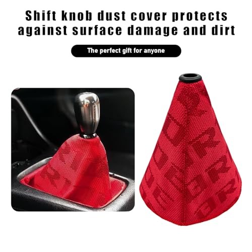 Car Shift Knob Dust Cover, Shift Boot Cover, Hyper Fabric Manual/Automatic Red