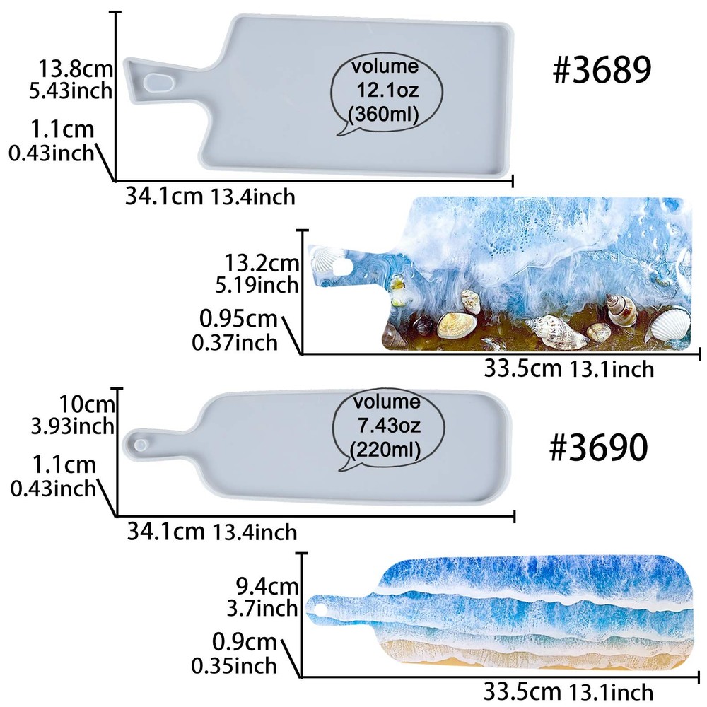Cheese Board Epoxy Resin Mold with Rectangular Boards (Set of 2)