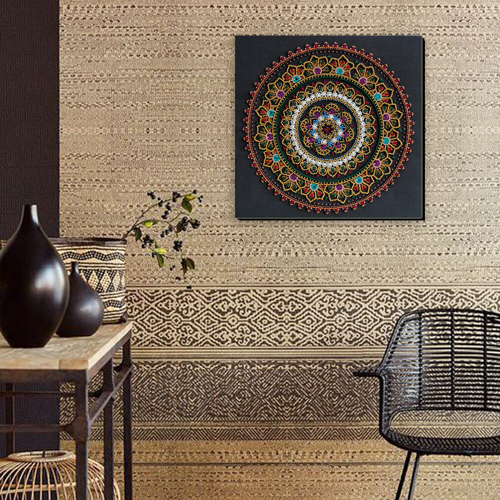 DIY Bead Embroidery Kit Mandala Beaded stitching needlepoint beadwork