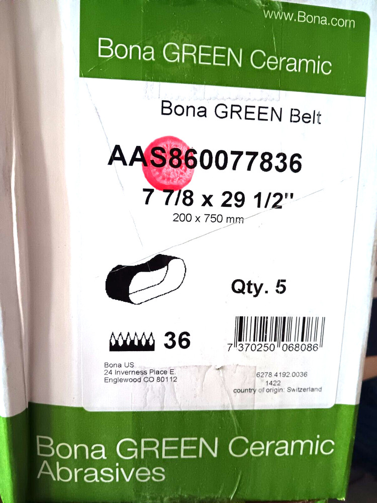 BONA GREEN CERAMIC ABRASIVES BELT 8"