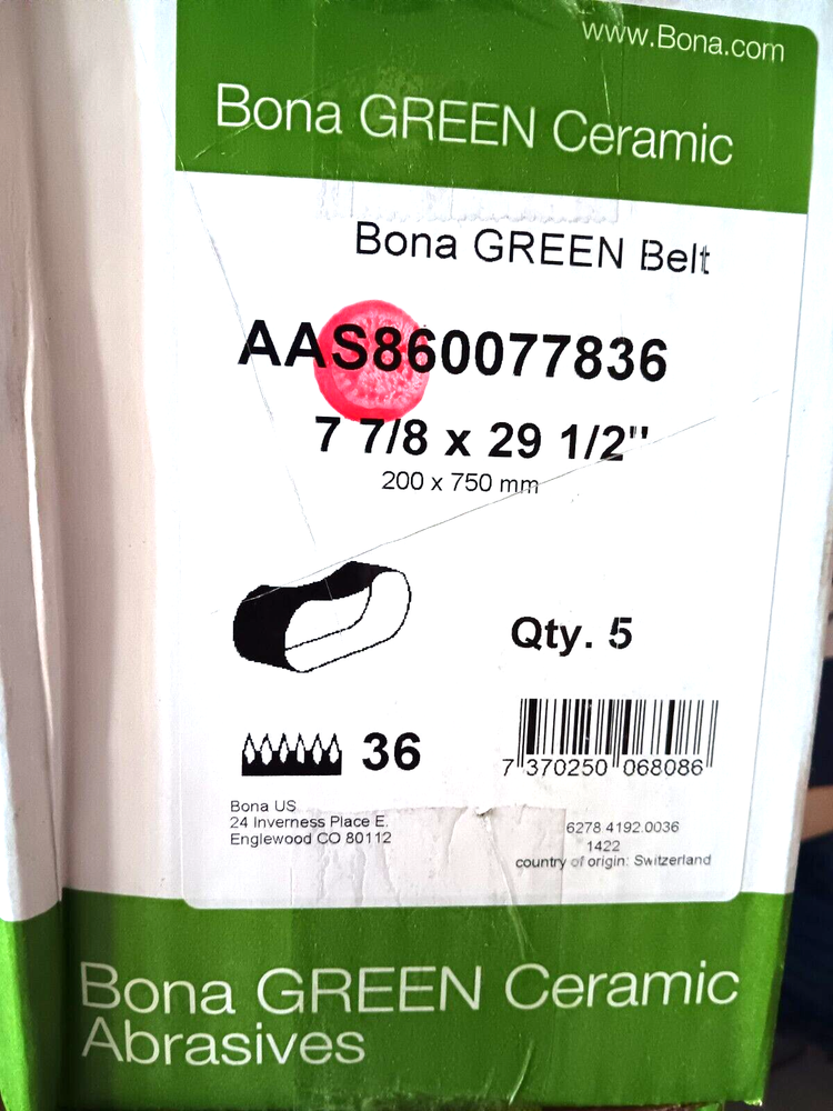 BONA GREEN CERAMIC ABRASIVES BELT 8"
