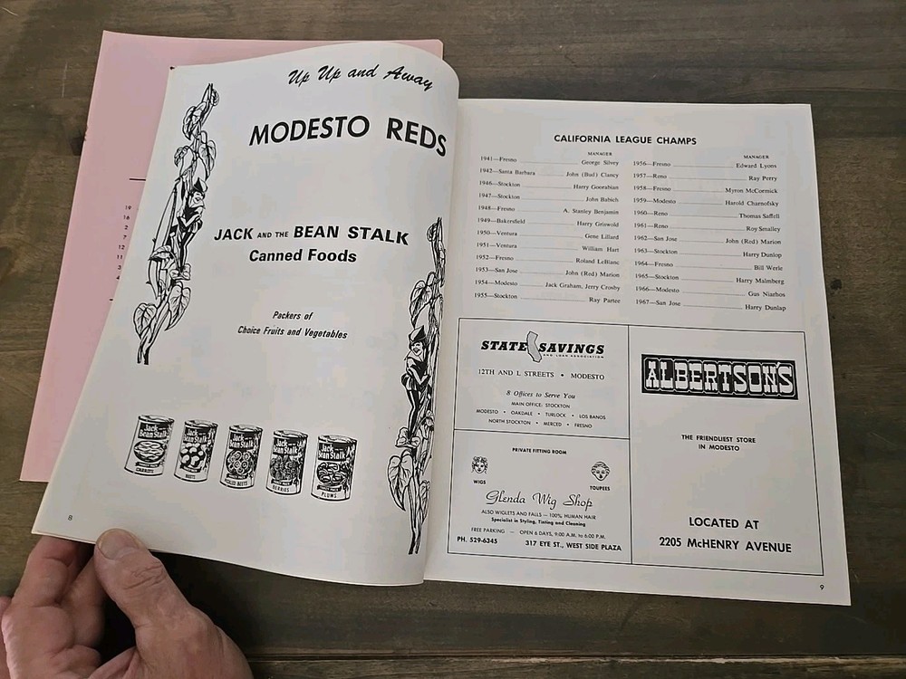1968 MODESTO REDS PROGRAM.
