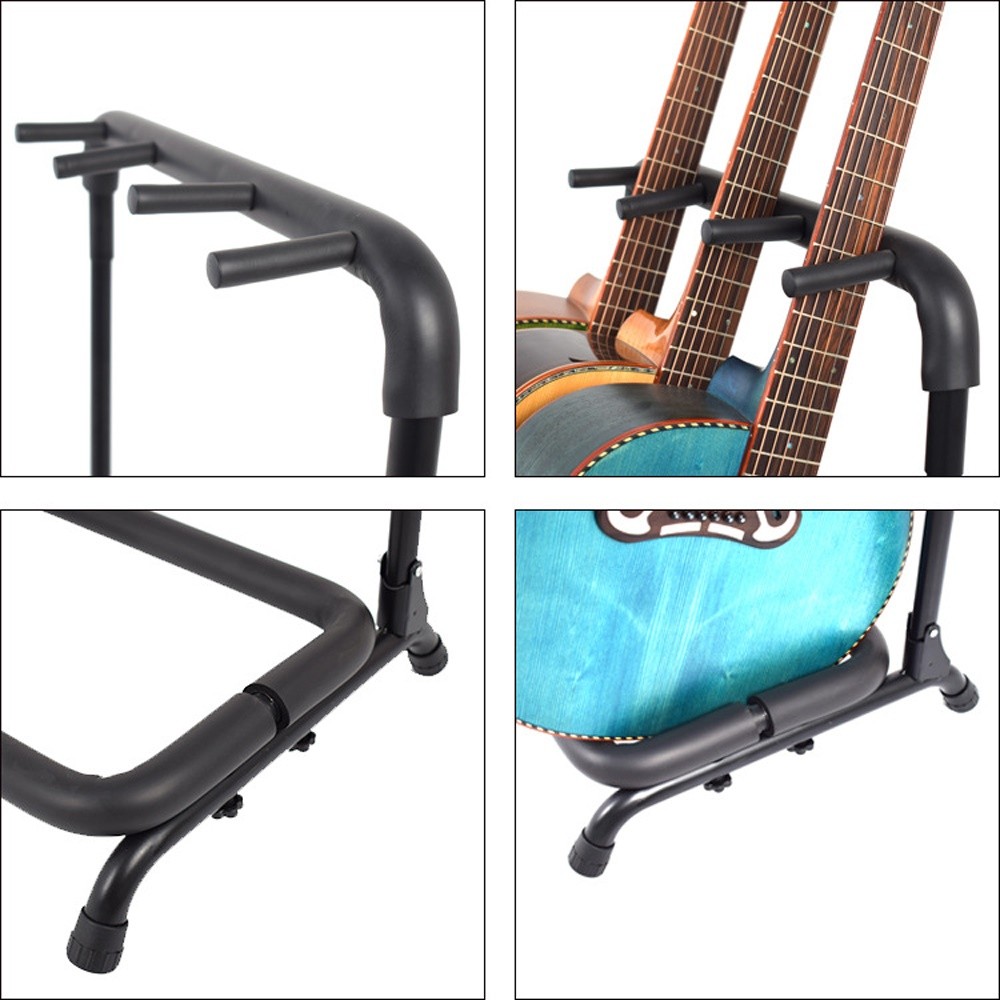 3-Slot Guitar Holder Rack Stand Black